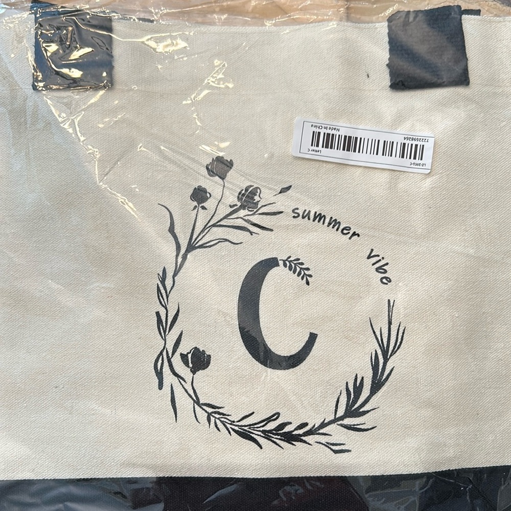Beautiful sturdy canvas bag with initial C
